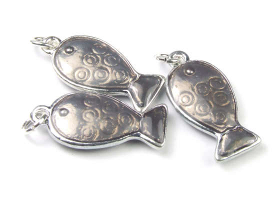 Anh�nger, Fischchen, 24x12 mm, silbergrau