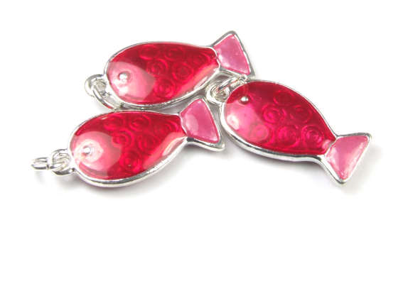Anh�nger, Fischchen, 24x12 mm, rot