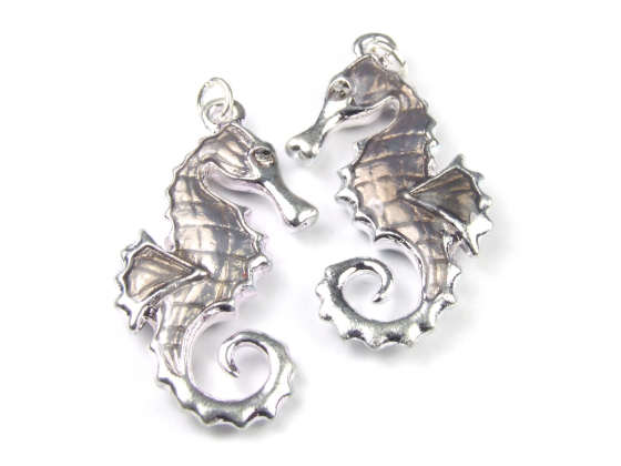 Anhnger, Seepferdchen, 38x13 mm, silbergrau