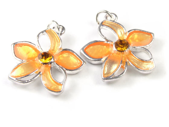 Anh�nger, Blume mit Funkelstrass, 21 mm, goldgelb