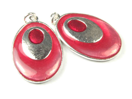 Anh�nger, Ovale, 26 mm, rot