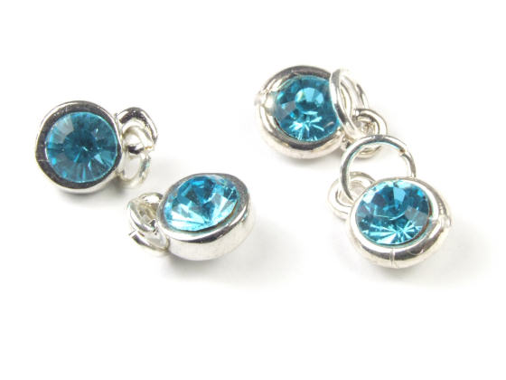 Strass mit Fassung T und �se, 7,5 mm, t�rkis