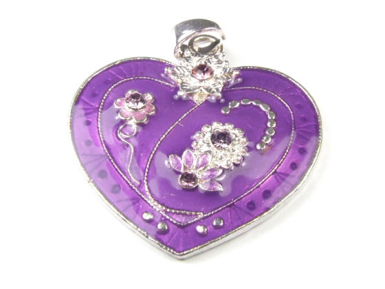 Emailleherzen mit Strass, 47 mm, lila