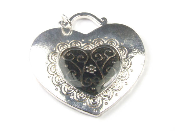Emaille Anh�nger, Herz, 41x38 mm, schwarz