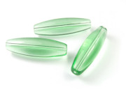 Glasperlen, lange Oliven, 40x13 mm, grün