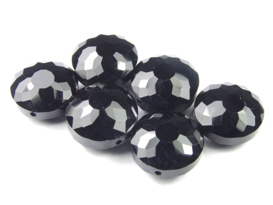 Taler, 'Serie P'  facettiert, 18  mm, schwarz