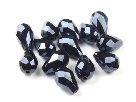 Kristalltropfen, 12x8 mm, schwarz