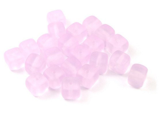 Glasperlen, W�rfel,  6 mm, pink