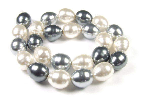 Muschelkernperlen, 15x13 mm, Grautne