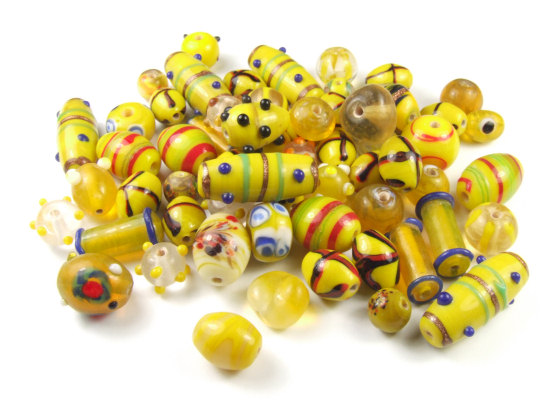 Perlenmix, Lampenperlen, gelb