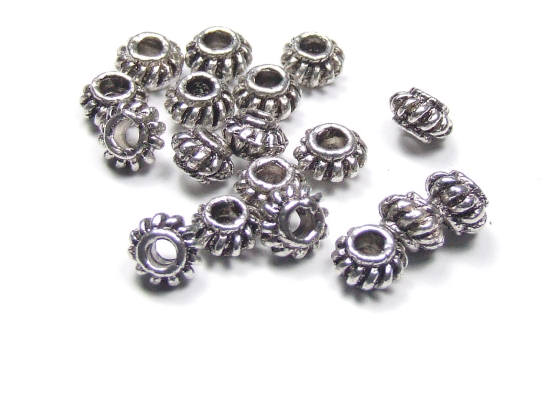 Metallperlen, Rondelle, geringelt, 4mm