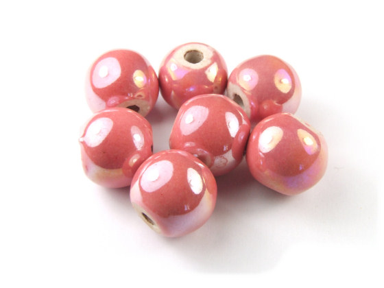 Perlen aus Porzellan, 14 mm, ros�