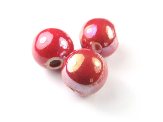 Perlen aus Porzellan, 16 mm, rot
