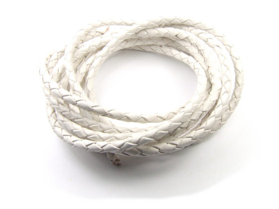 Lederband, Bolo, geflochten, 3.0 mm, wei