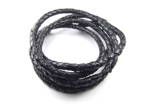 Lederband, Bolo, geflochten, 5.0 mm, schwarz
