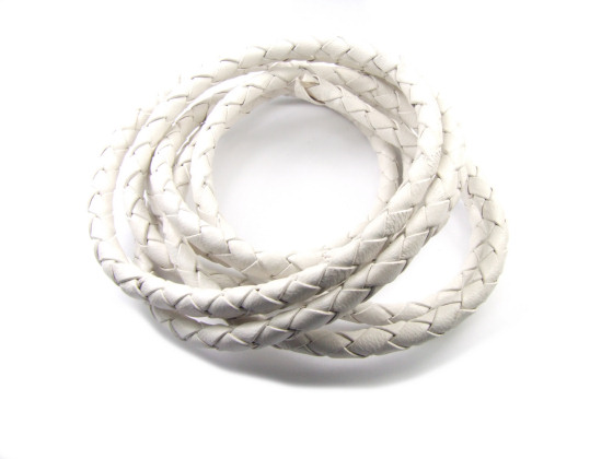 Lederband, Bolo, geflochten, 5.0 mm, wei�