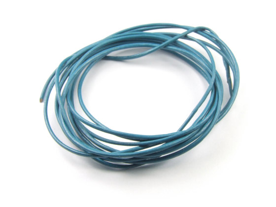 Lederband, rund, 1.0 mm, Aqua