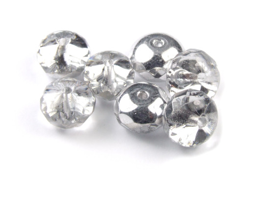 Schliffperlen bhmisch, 8x6 mm, Klar/Silber AB