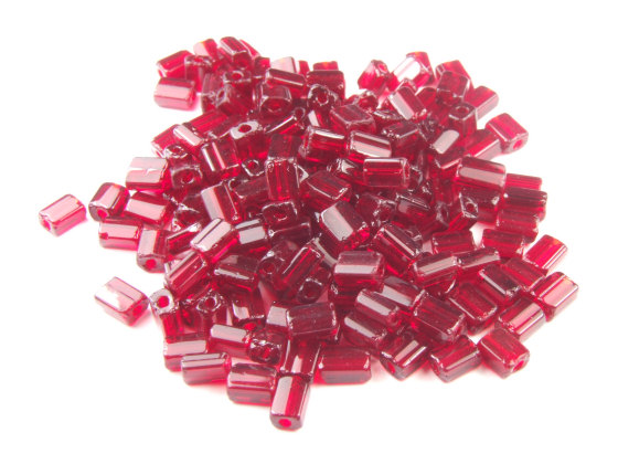 Rocailles, flach, 4x2 mm, rubinrot