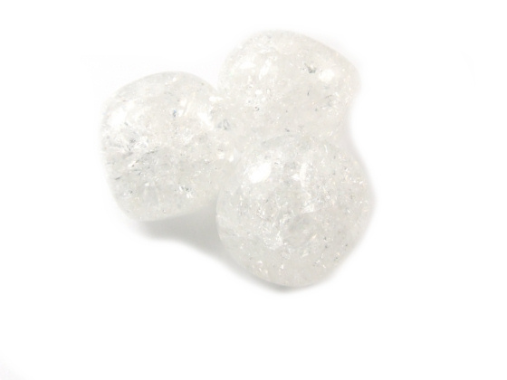 Glasperlen, b�hmisch, 15 mm, white crackle