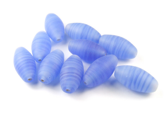Glasperle, Serie Rivell, Oliven, 23x11 mm, blau