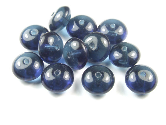 Glasperlen, b�hmisch, 9x6 mm, Montana Blue