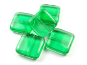 Glasperlen, böhmisch, Quadrate, 17,5  mm, grün