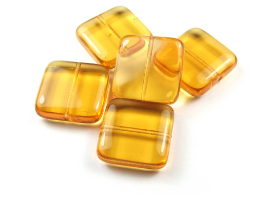 Glasperlen, b�hmisch,Quadrate, 17,5  mm, bernstein