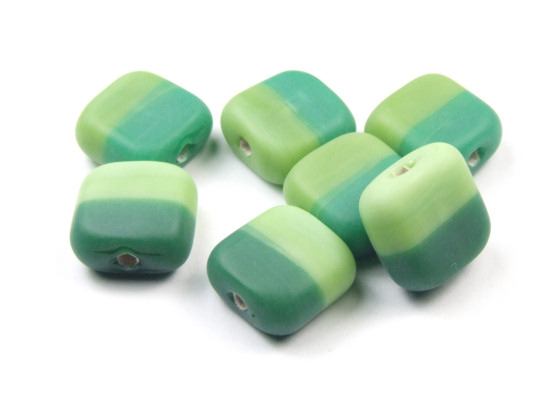 Glasperlen, Qudrate, 12x12 mm, grn/tanne