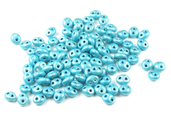 Preciosa Twin Beads, 4x2,5 mm, trkis matt