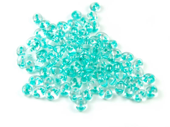 Preciosa Twin Beads, 4x2,5 mm, aqua inside colour