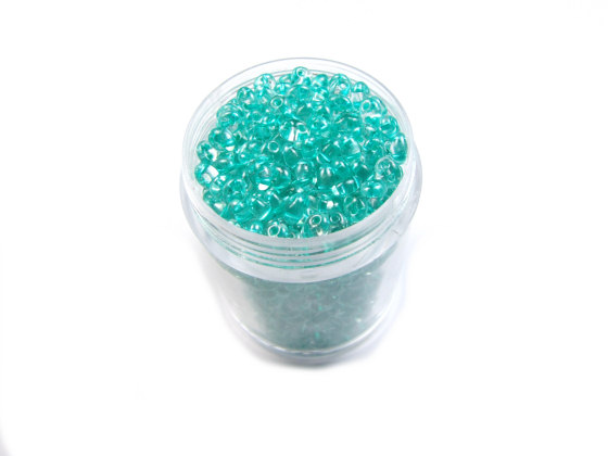 Preciosa Twin Beads, 4x2,5 mm, aqua inside colour