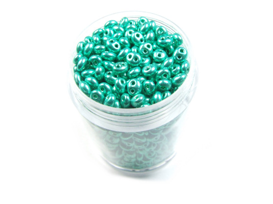 Preciosa Twin Beads, 4x2,5 mm, trkis metallic
