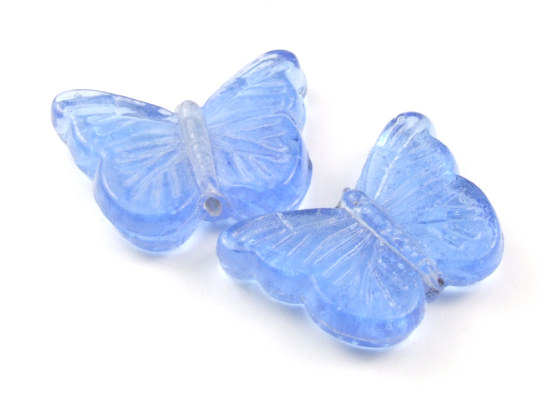 Glasperlen, Schmetterling gro, 29x15 mm, saphir