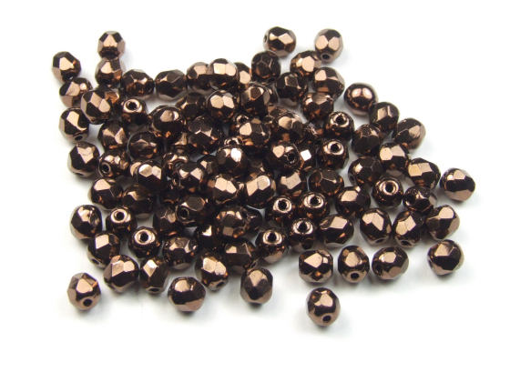 Glasschliffperlen, 4mm, Schoko AB