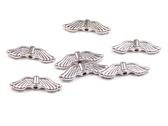 Metallperlen, Engelfl�gel,  21x6,5 mm, silber