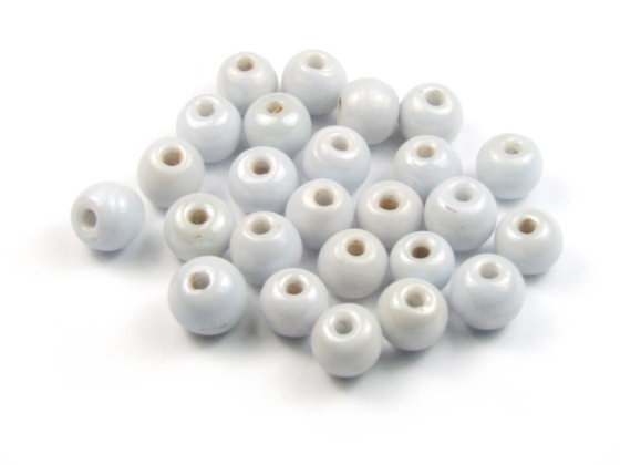 Perlen mit Lüsterglanz, rund, 6 mm, sky-grey