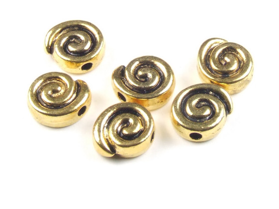 Metallperle. Schnecke, goldfarben