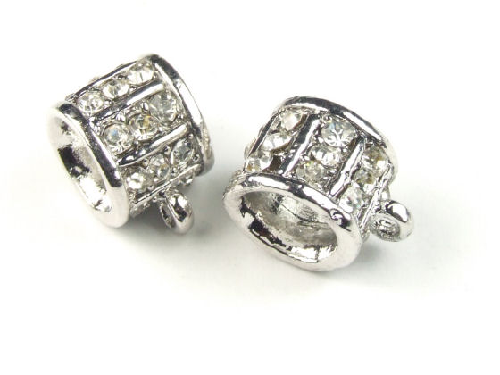 senperle mit Strass, 16x11 mm, versilbert