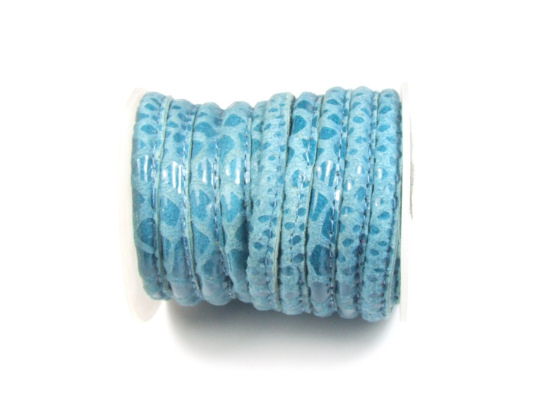 Lederband, Echsenprgung, 5,0 mm, Azur
